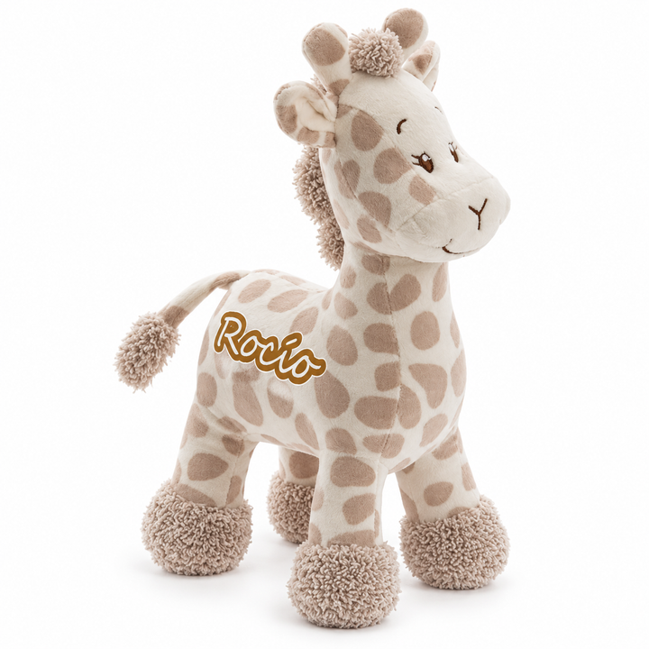 Sonajero jirafa de peluche personalizado con nombre