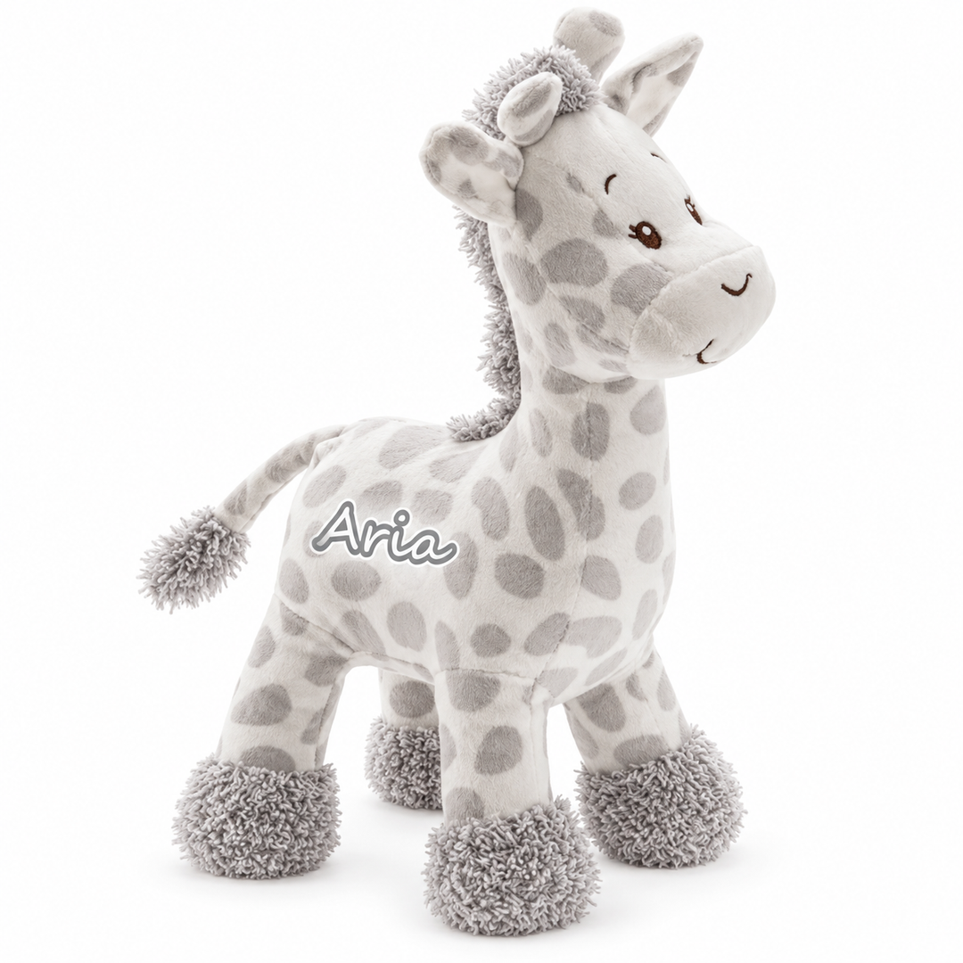 Sonajero jirafa de peluche personalizado con nombre