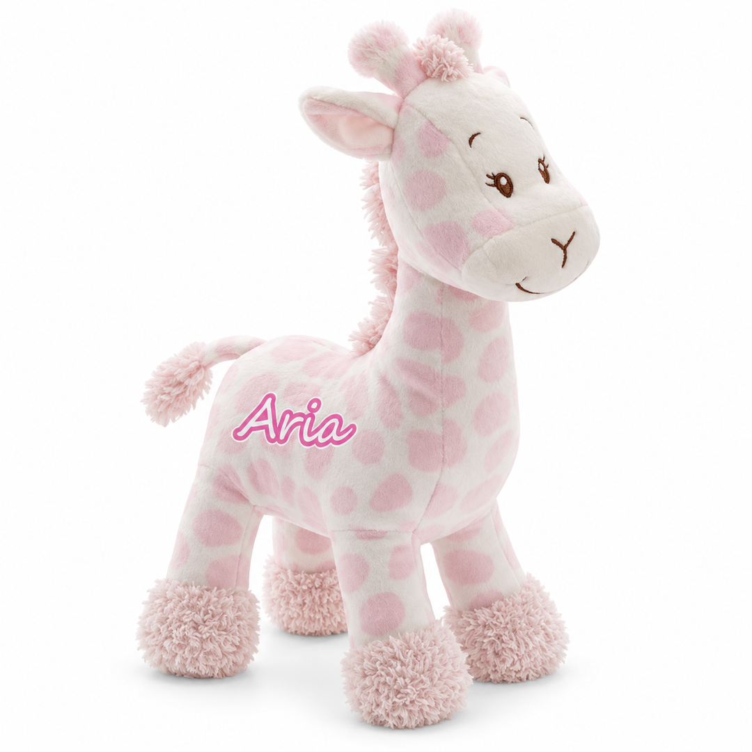 Sonajero jirafa de peluche personalizado con nombre