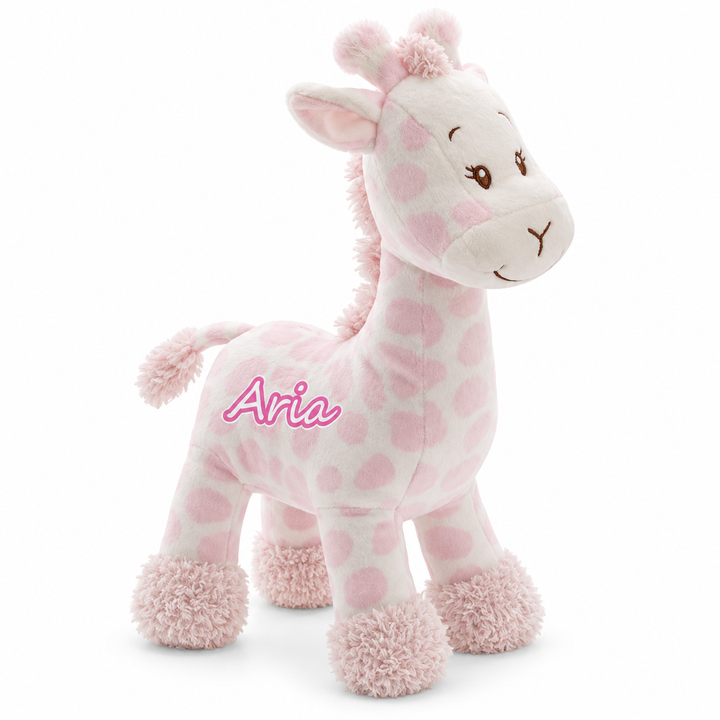 Sonajero jirafa de peluche personalizado con nombre