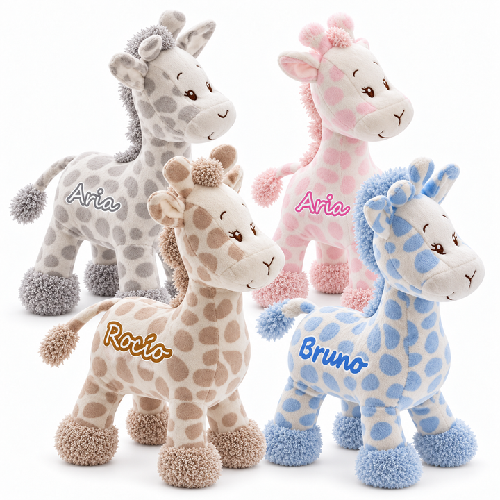 Sonajero jirafa de peluche personalizado con nombre