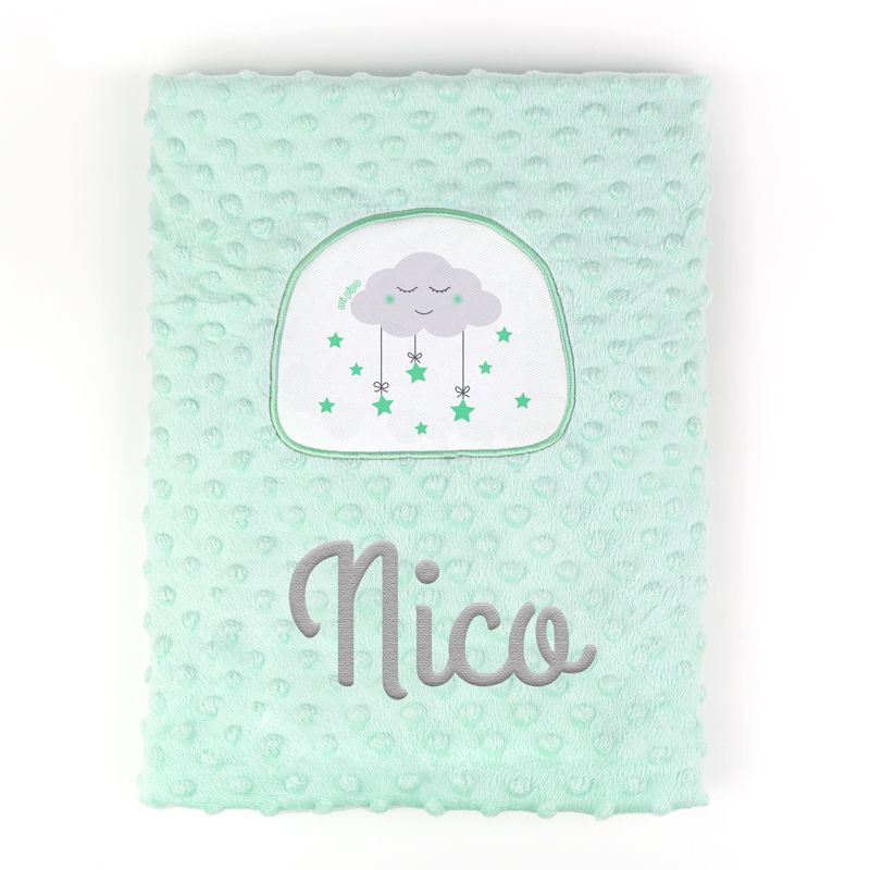 Manta Clásica Aplique Nube Menta Personalizada