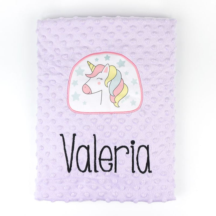 Manta Clásica Aplique Unicornio Personalizada