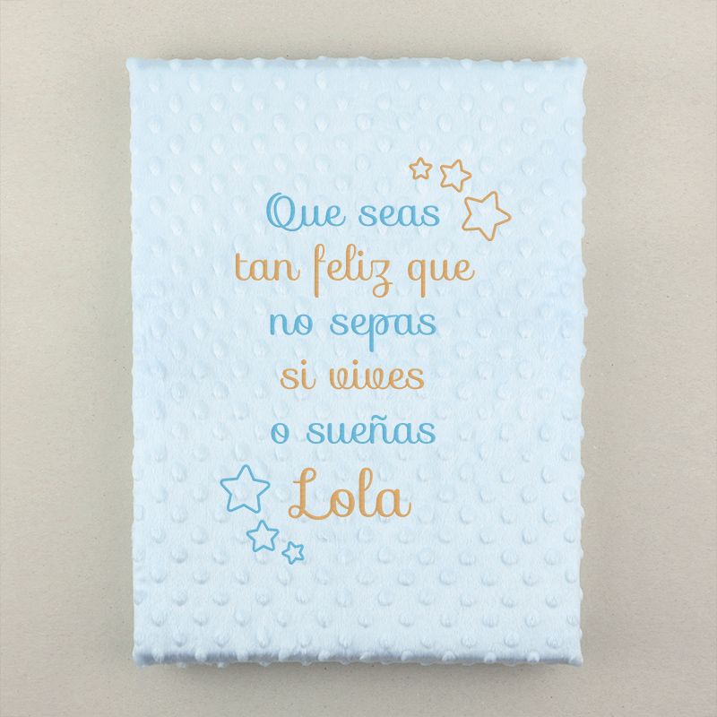 Manta Cuento Celeste con tu propia frase