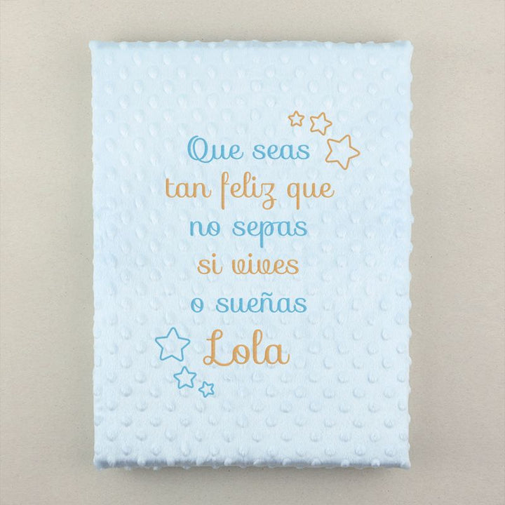 Manta Cuento Celeste con tu propia frase