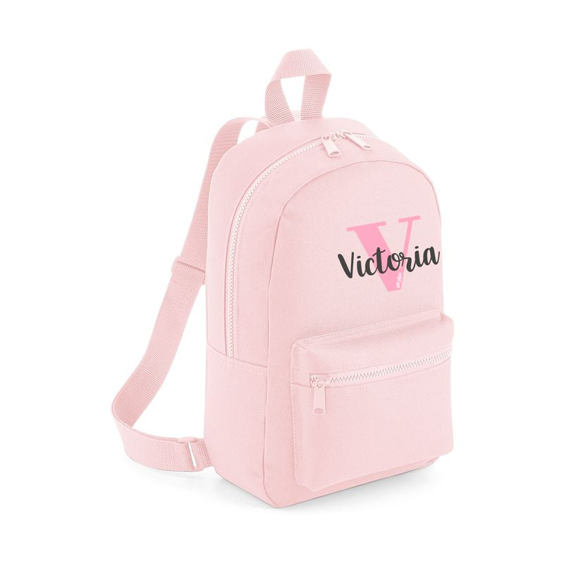 Mochila Medium Nylon Inicial Rosa, color a elegir - Mikeko