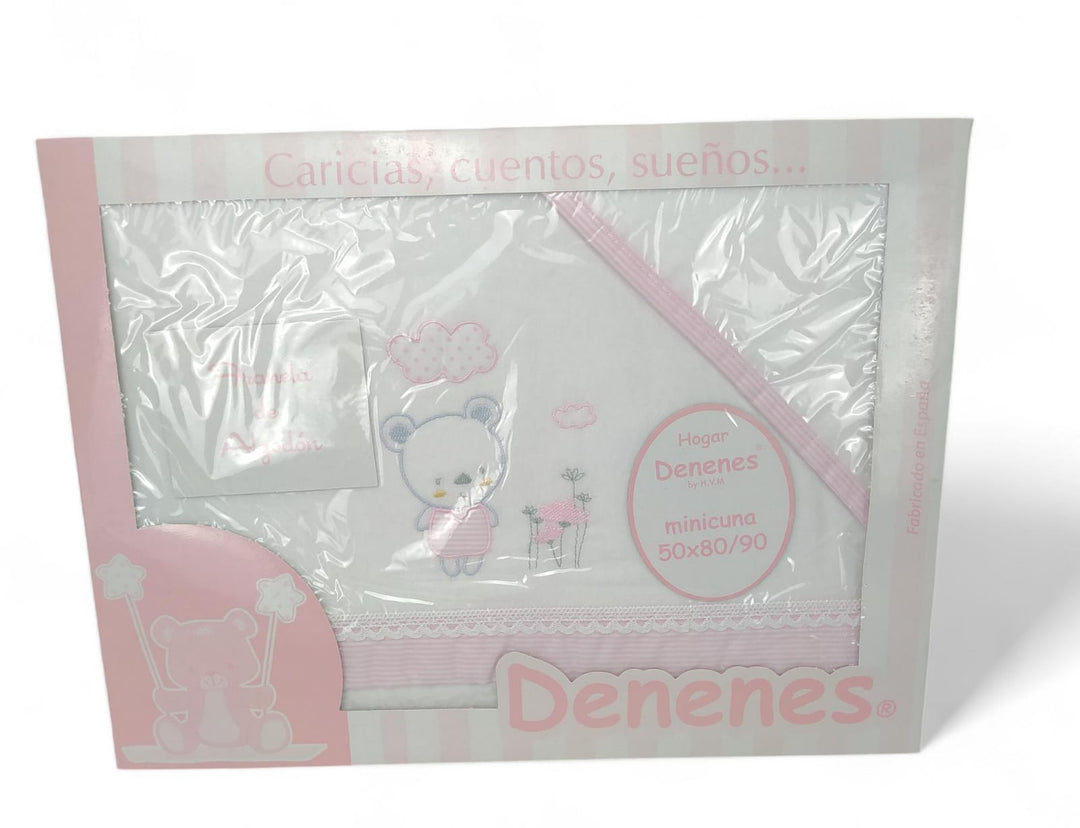 Sabana Franela Minicuna Oso Rosa