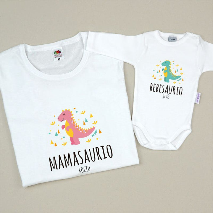 Pack 2 Prendas Personalizadas Mamasaurio/ Hijosaurio o Bebesaurio