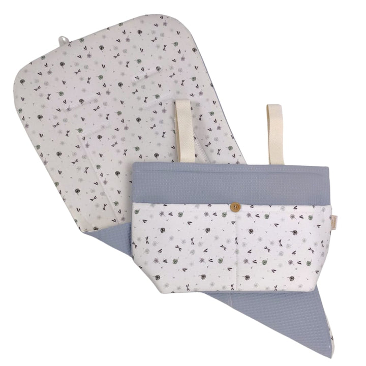 Colchoneta Reversible para silla + Bolso a juego Libelula Azul