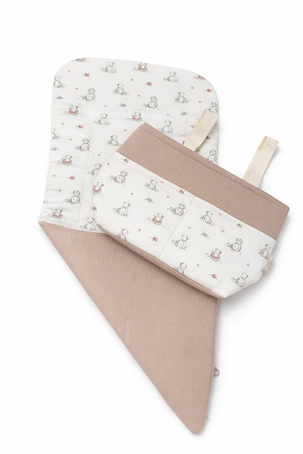 Pack colchoneta y bolso carrito bebé ositos camel personalizable