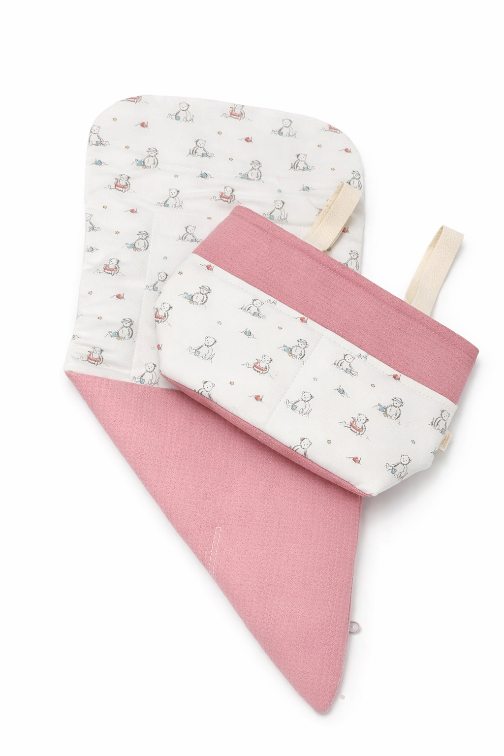 Pack colchoneta y bolso carrito bebé ositos rosa personalizable