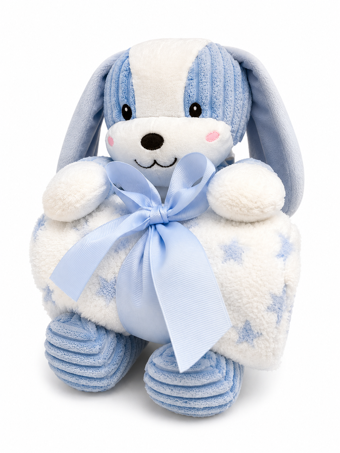 Peluche Perrito con Manta Personalizable Azul para Bebé