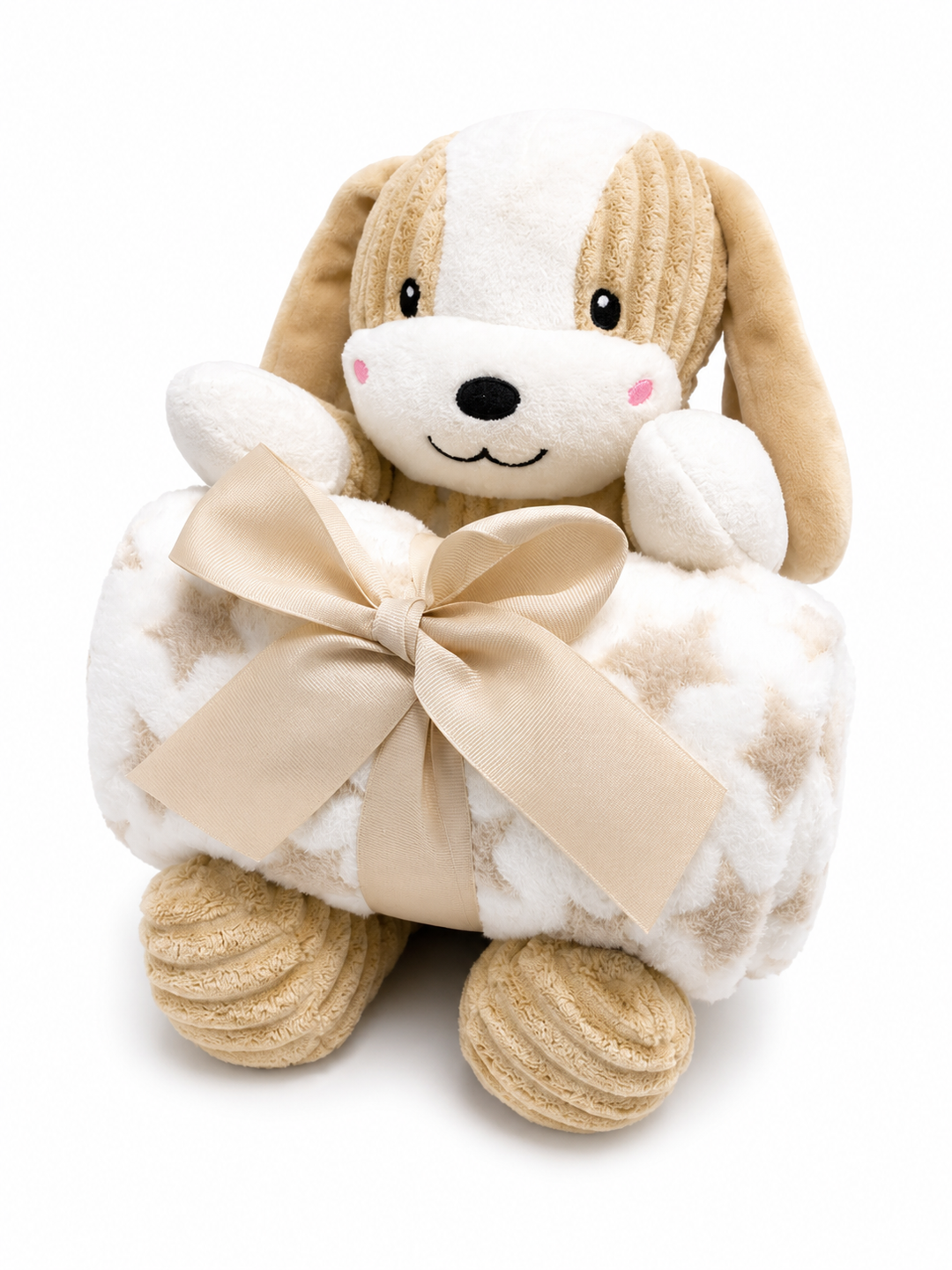 Peluche Perrito con Manta Personalizable Beige para Bebé