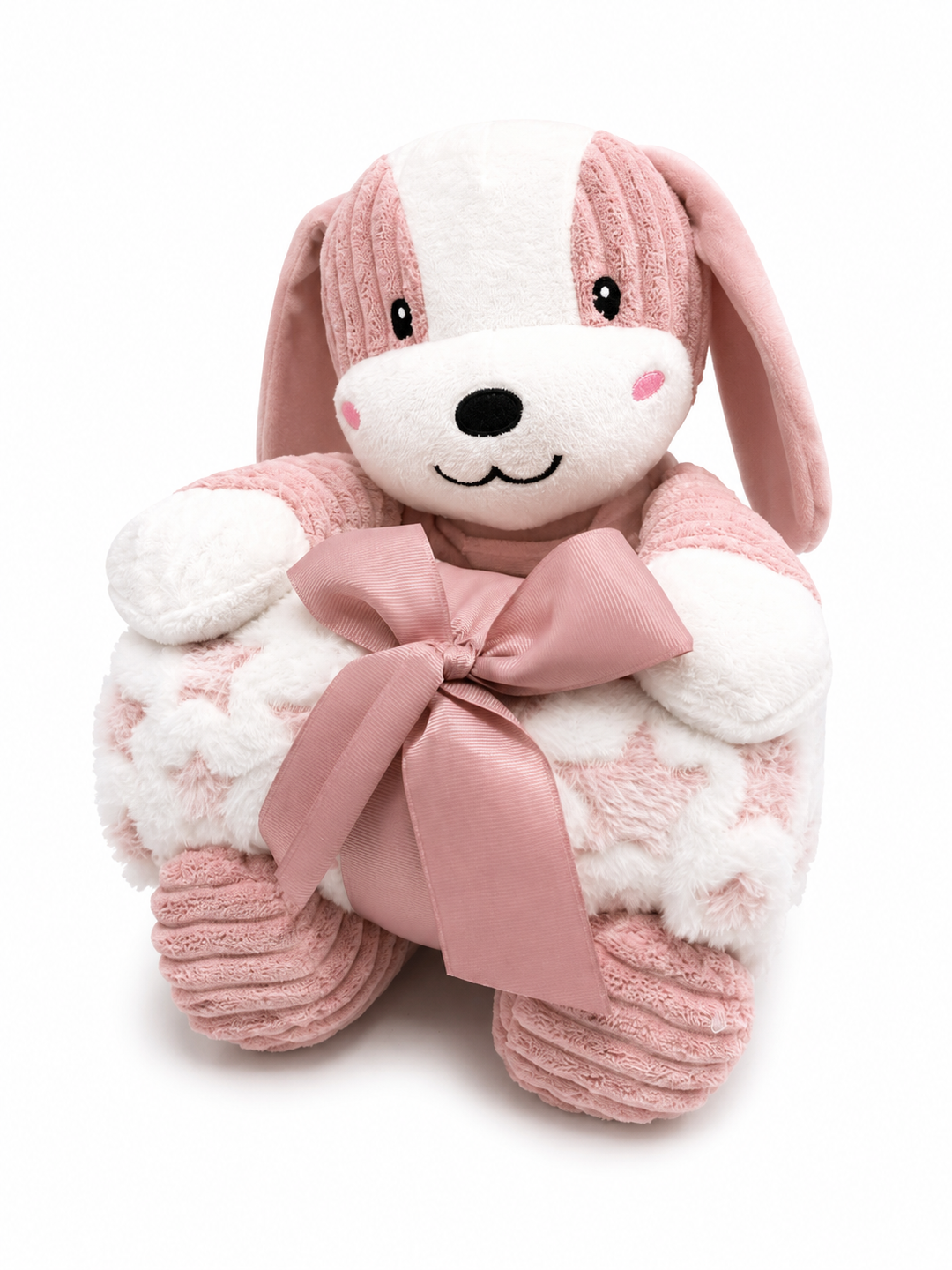 Peluche Perrito con Manta Personalizable Rosa para Bebé