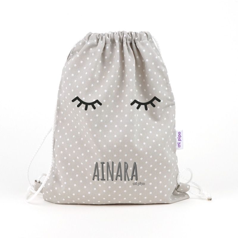 Petate Pestañas Gris personalizado - Mikeko