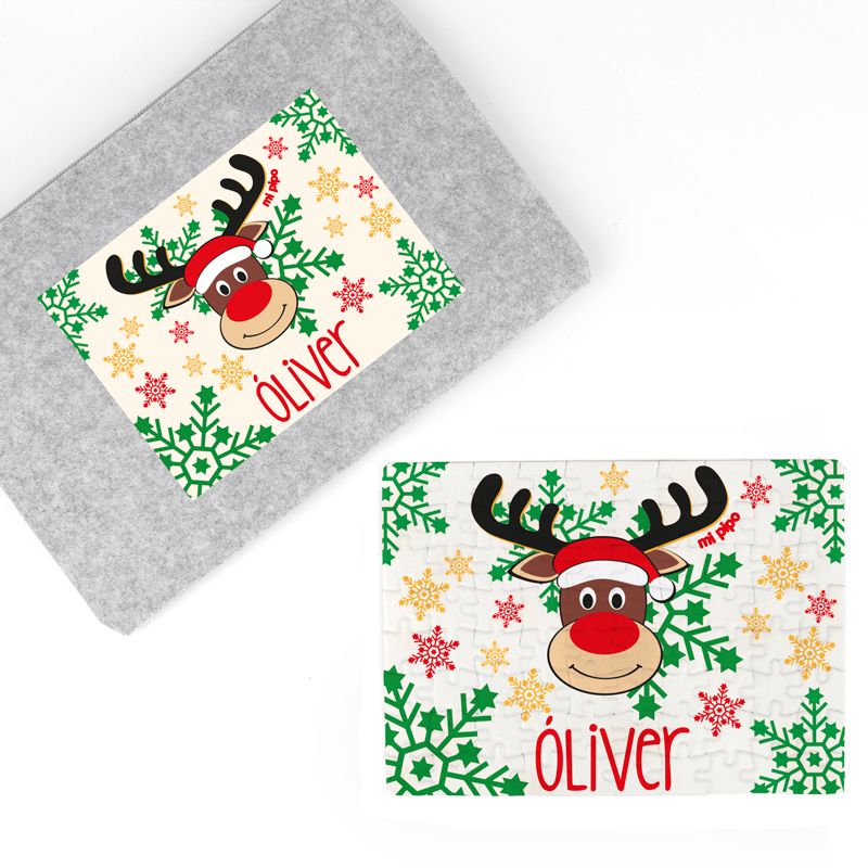 Puzzle + Estuche Reno Rudolph personalizado - Mikeko