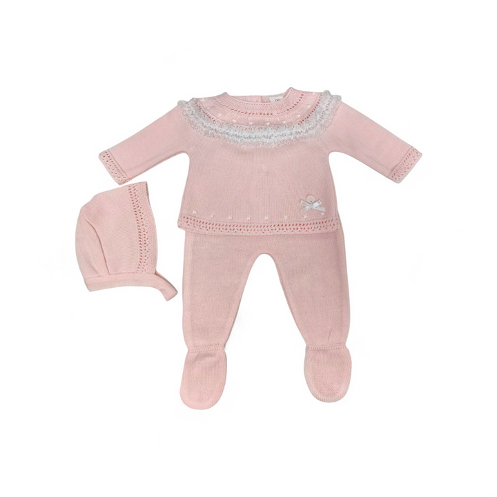 Conjunto de hilo para bebé rosa 3 piezas