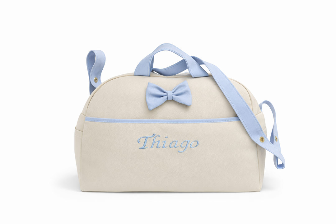 Bolso Maternal Personalizado Modelo Kona Beig -Celeste