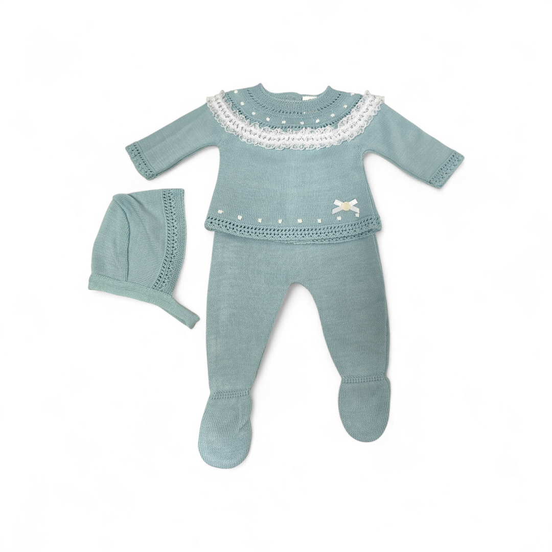 Conjunto de hilo para bebé verde 3 piezas
