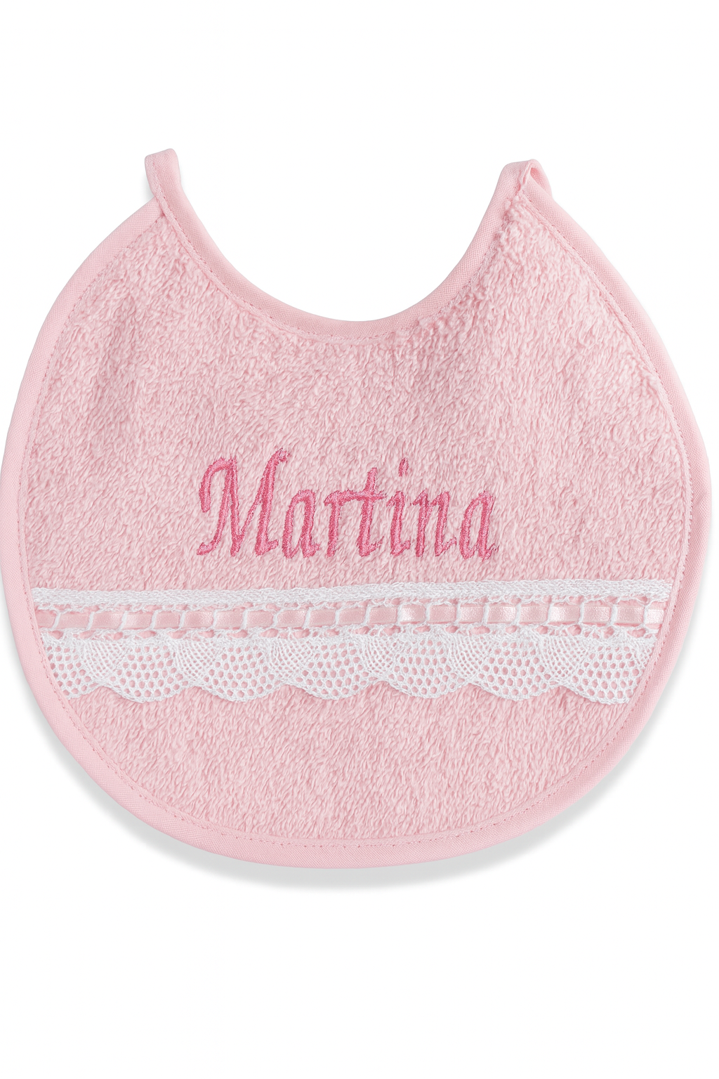 Babero Pasacintas Personalizado encaje Blanco