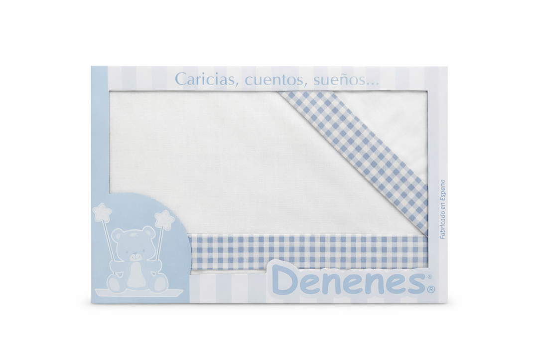 Sábanas Denenes Vichy azul cuna