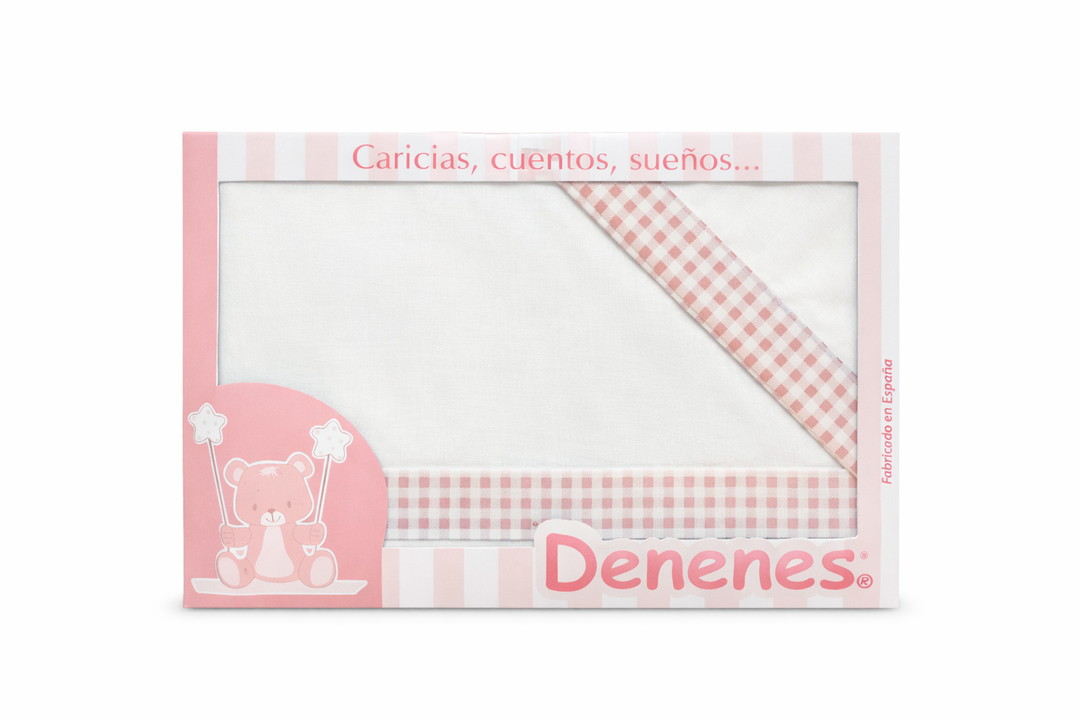 Sábanas Denenes Vichy rosa cuna