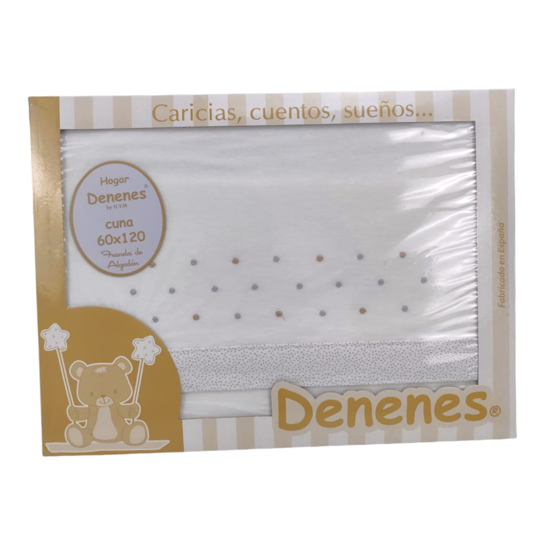 Sabana Franela Topos Cenefa Beig Cuna