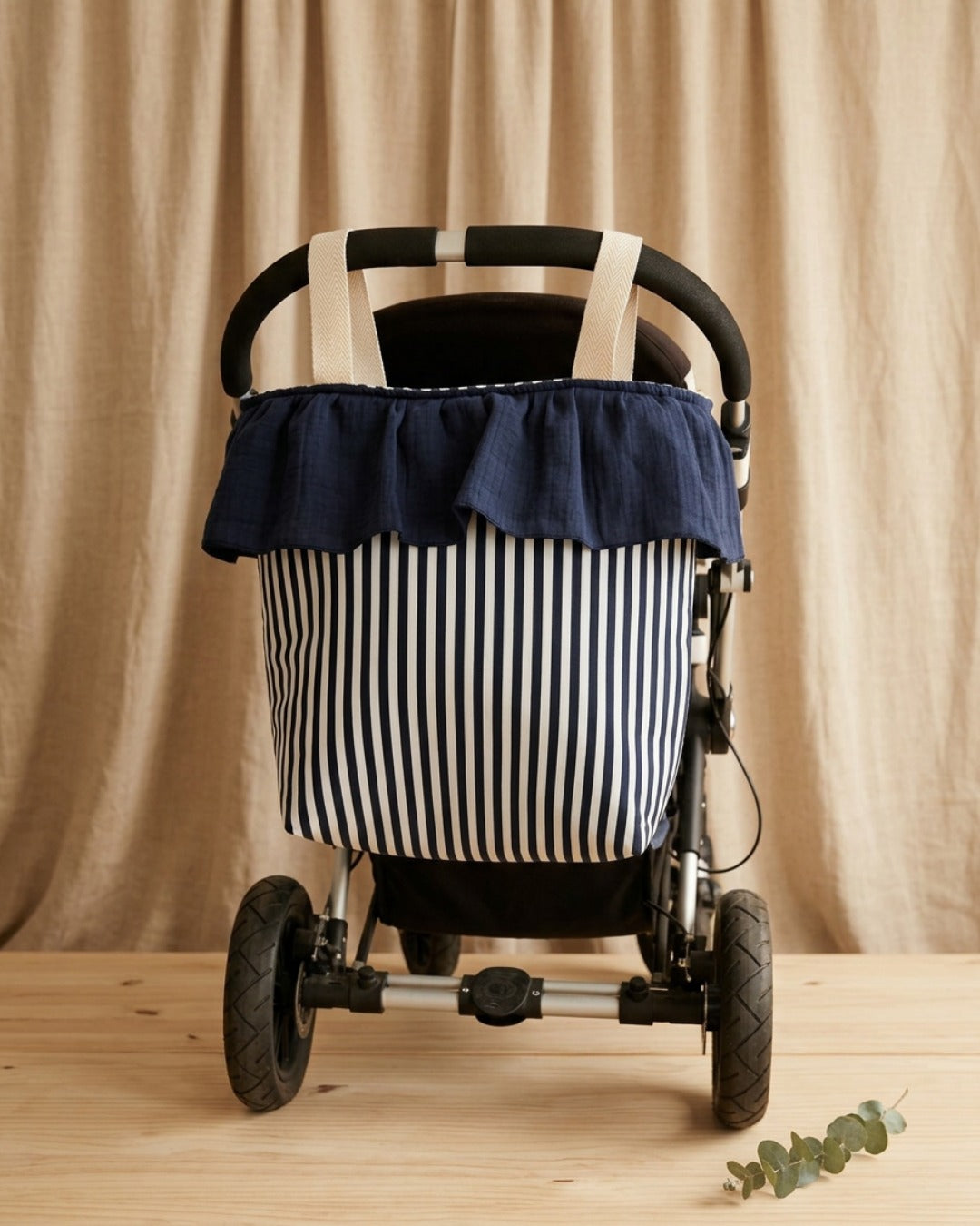 Bolso Organizador para Carrito de Bebé – Azul Marino con Rayas
