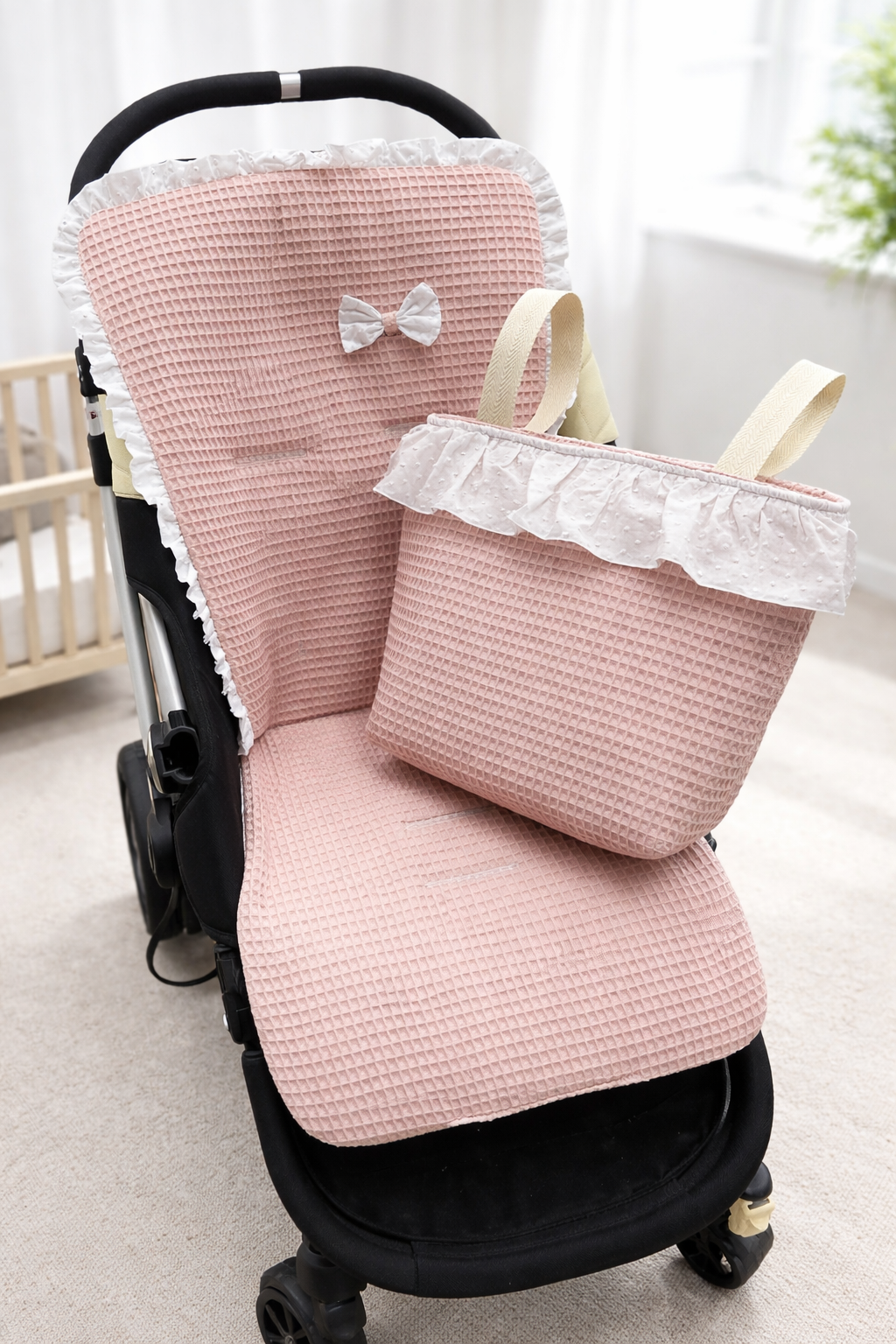 Set colchoneta + bolso waffle maquillaje