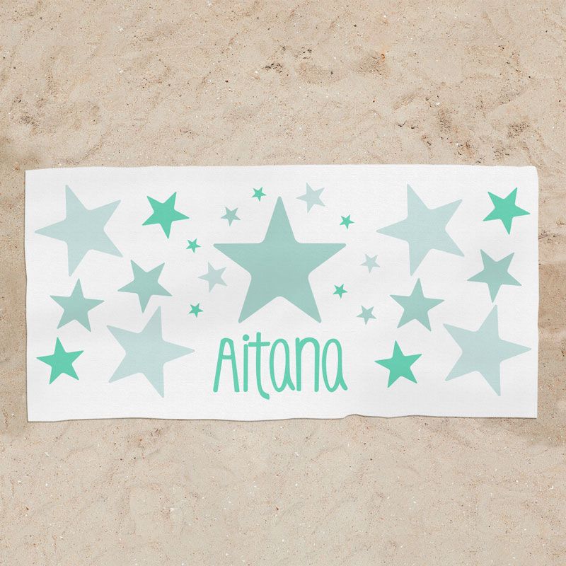 Toalla de baño Premium Estrellas Menta Personalizada - Mikeko