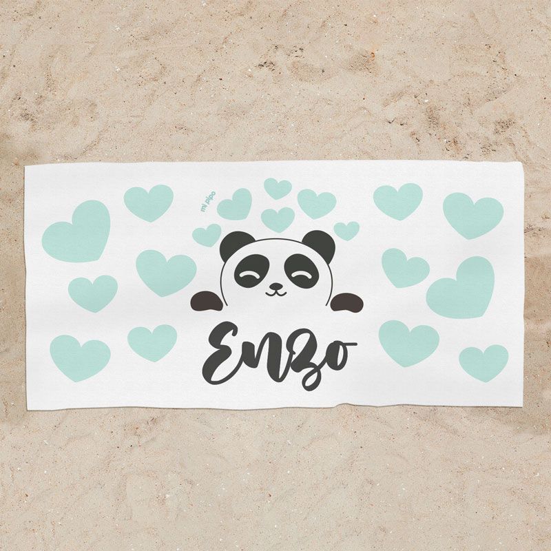 Toalla de baño Premium Panda Menta Personalizada - Mikeko