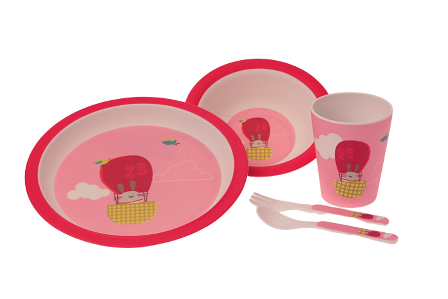 Vajilla Infantil 5 Piezas Globo Rosa - Mikeko