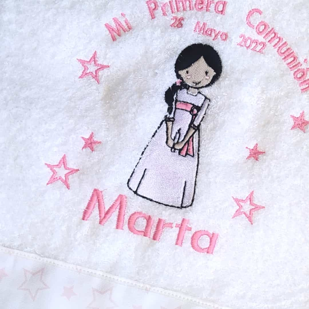 Toalla Comunión niña personalizada nombre y fecha - Mikeko