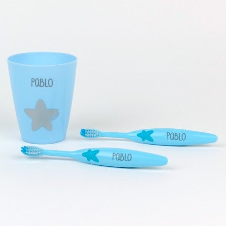 Set 2 Cepillos de dientes + Vasito Personalizados - Mikeko