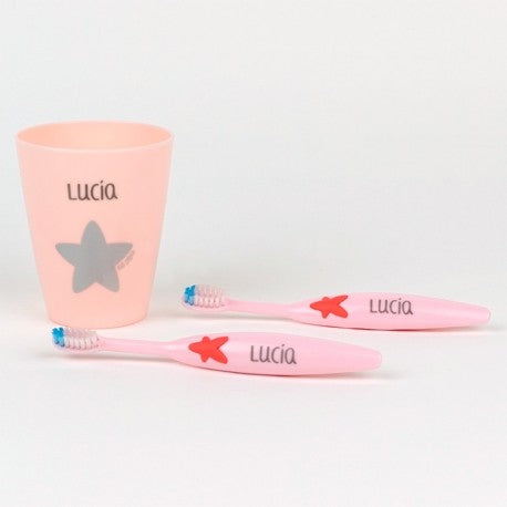 Set 2 Cepillos de dientes + Vasito Personalizados - Mikeko