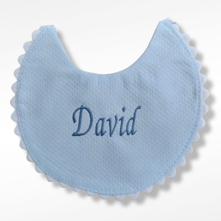 Babero Piqué Nacimiento Azul Personalizado