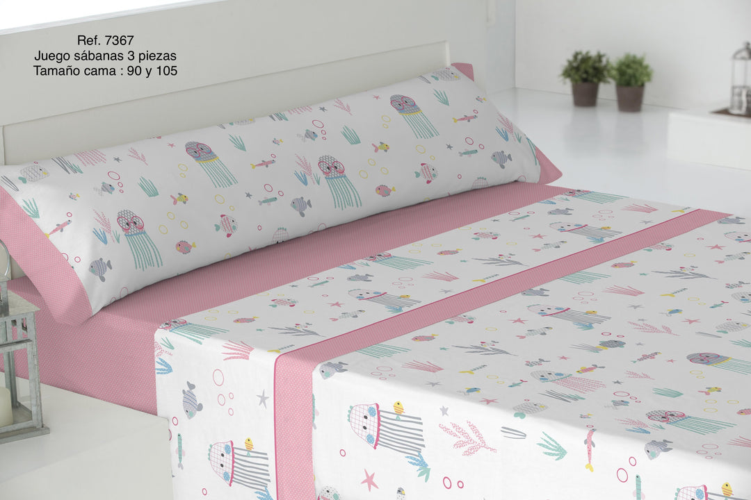 Sábana Cama Junvenil Mar Rosa 105 - Mikeko