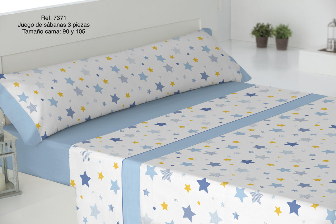Sábana Cama Juvenil Star Azul 105 - Mikeko
