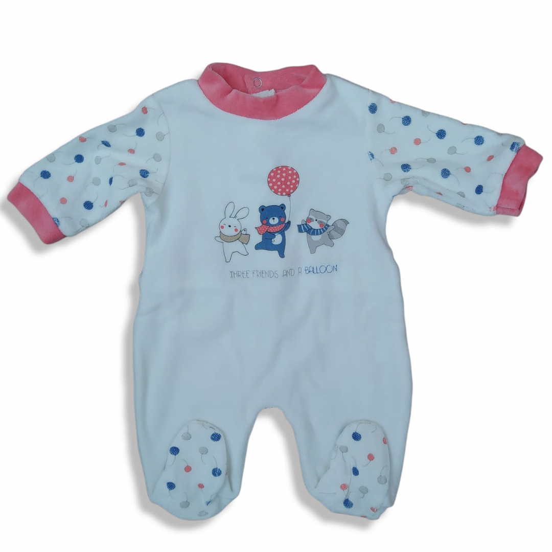 Pijama Terciopelo Globo marfil - Rosa - Mikeko