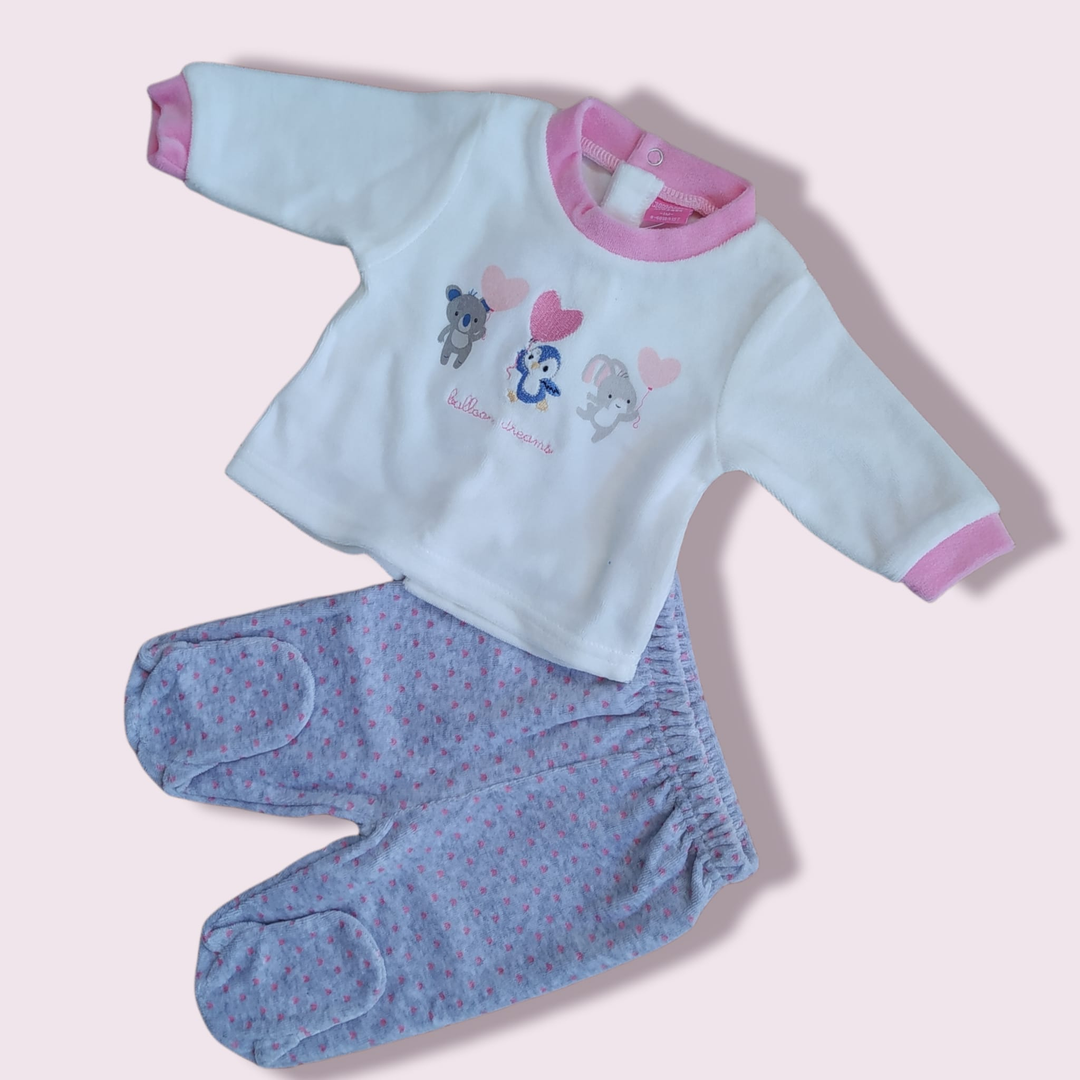 Pijama Terciopelo amigos rosa - Mikeko