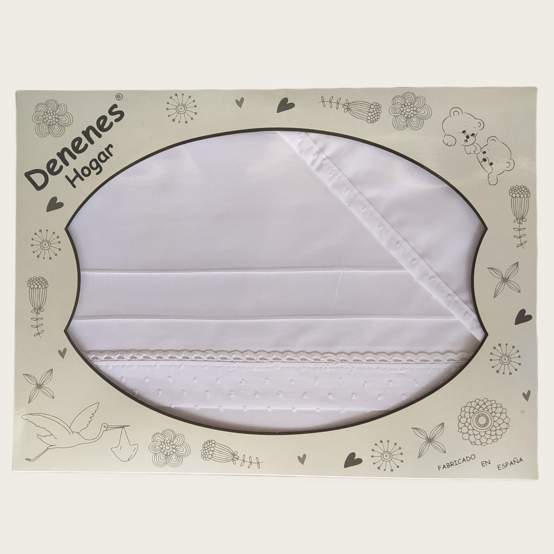 Sábana Verano Coche Plumeti Jaretas Blanca - Mikeko
