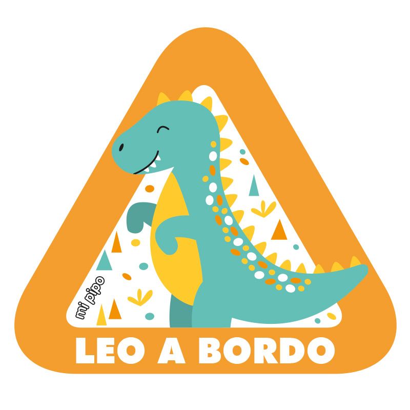 Adhesivo Bebé a bordo Dinosaurio para coche personalizado - Mikeko