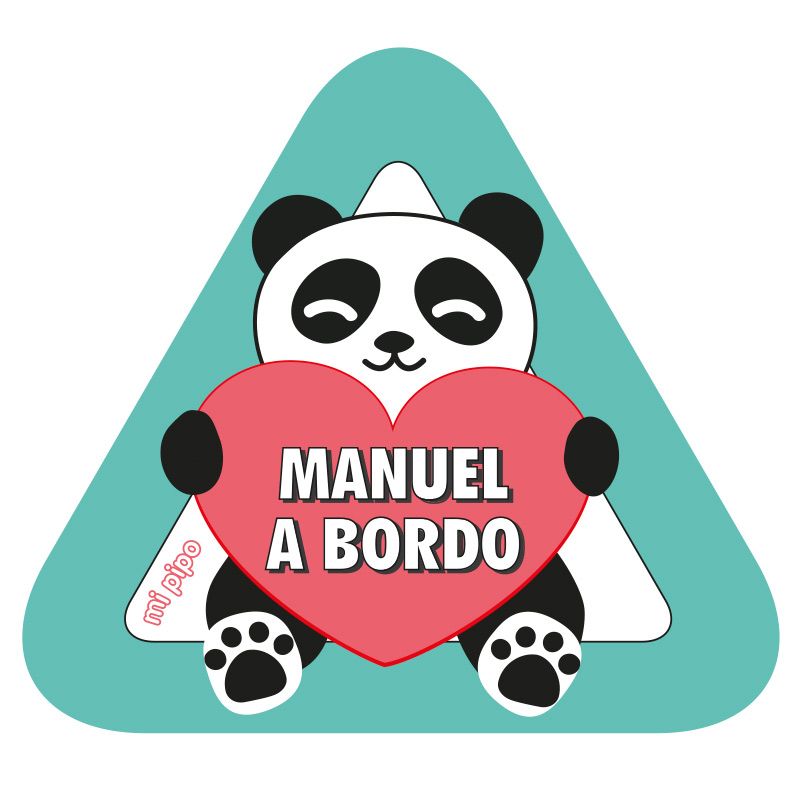 Adhesivo Bebé a bordo Panda para coche personalizado - Mikeko