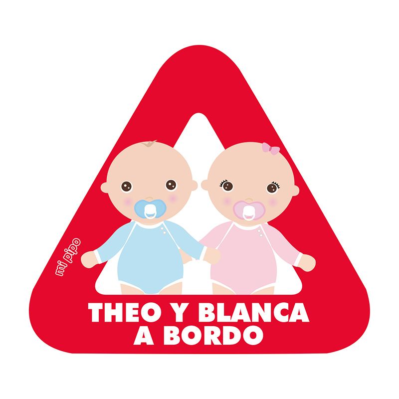 Adhesivo para coche Bebé a bordo 2 Bebés personalizado - Mikeko