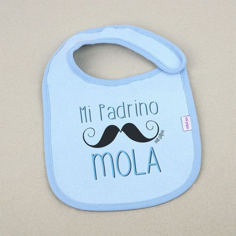 Babero Divertido Mi Padrino mola bigote - Mikeko