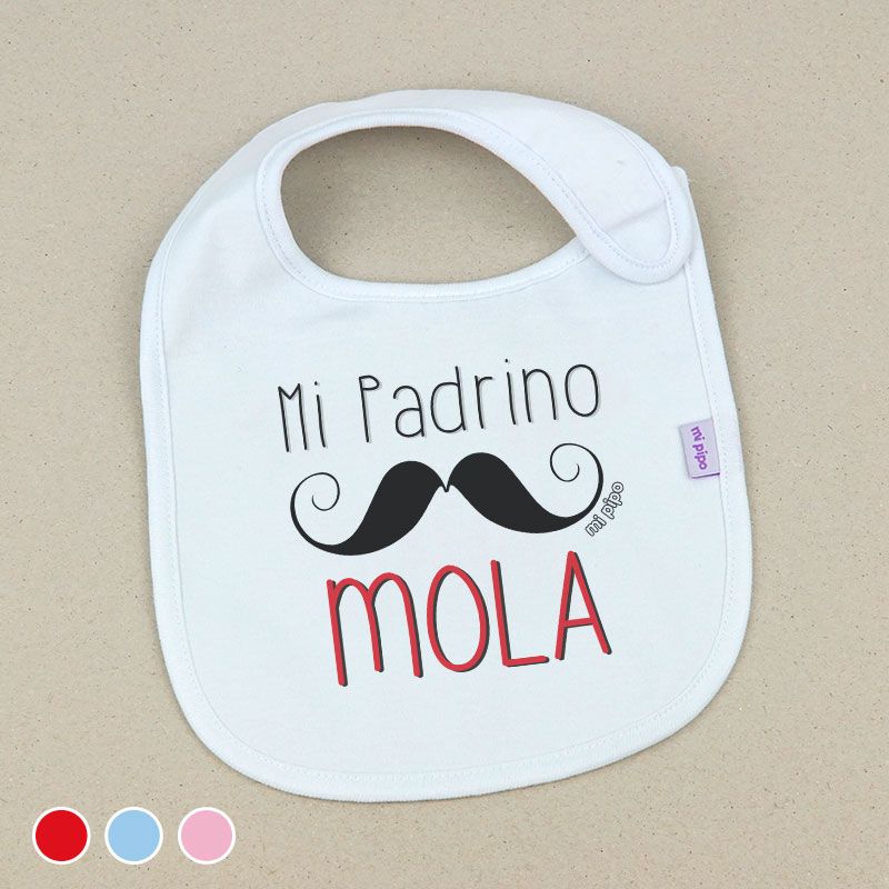 Babero Divertido Mi Padrino mola bigote - Mikeko