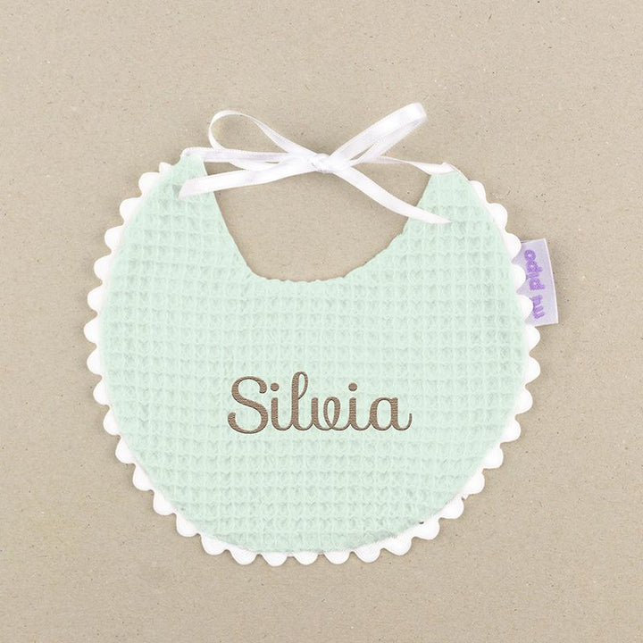 Babero Gofre Menta soft Personalizado - Mikeko