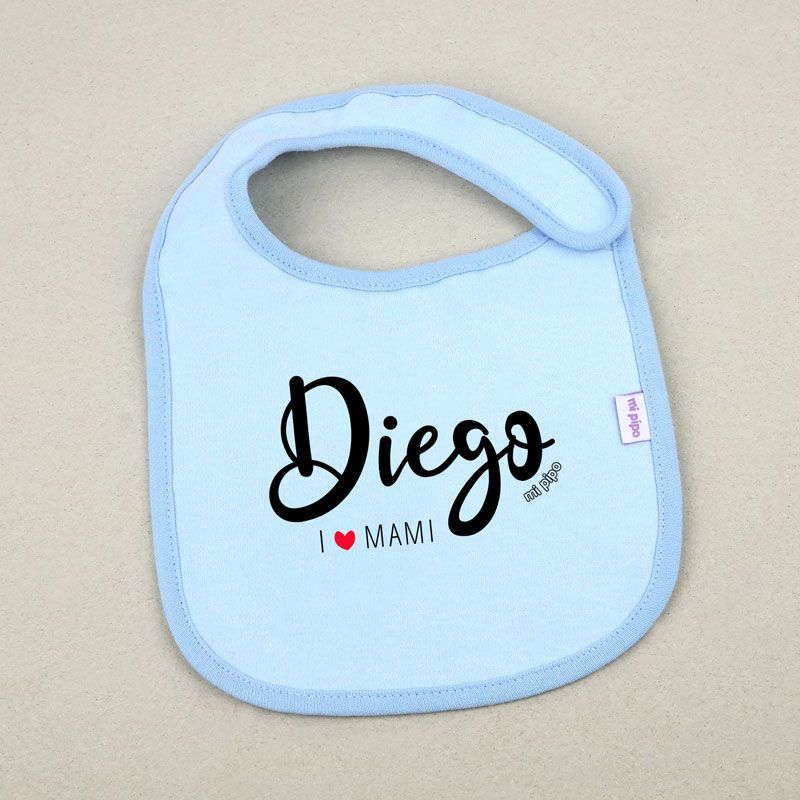 Babero Personalizado Nombre I love Mami