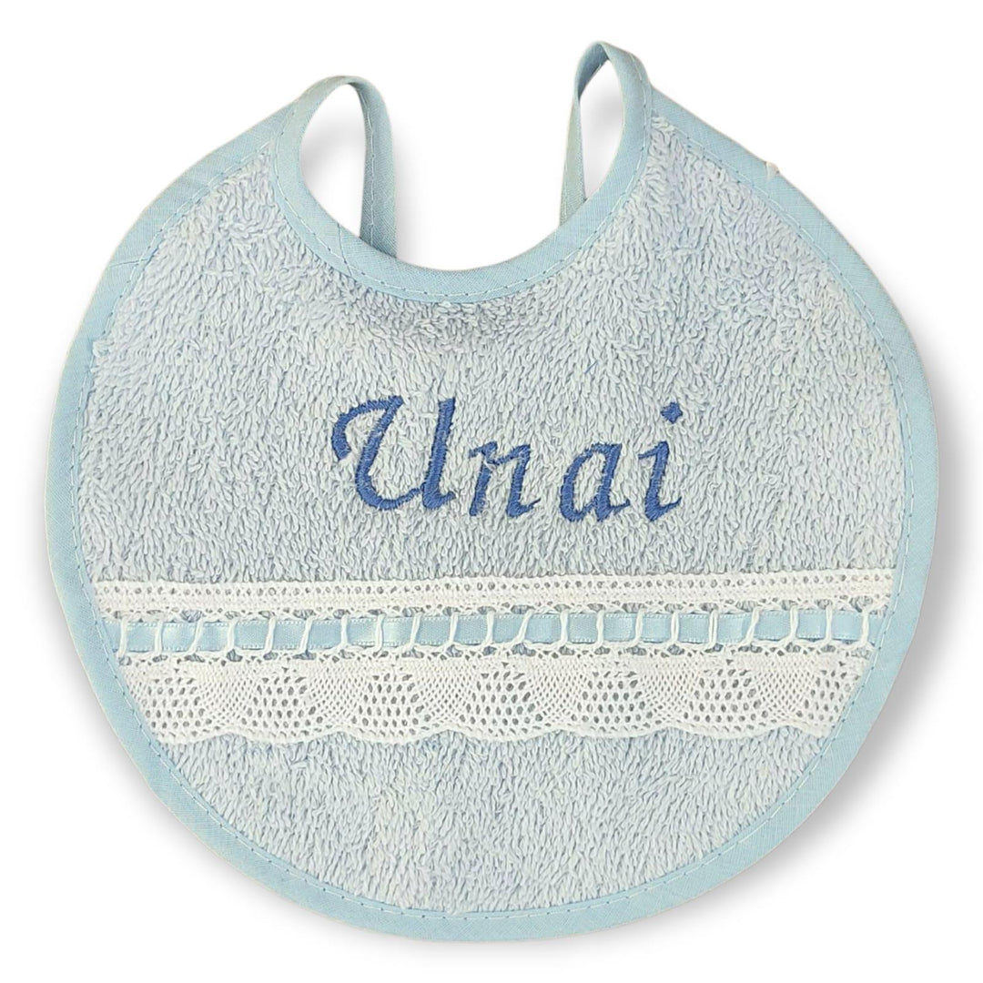 Babero Pasacintas Personalizado encaje Blanco