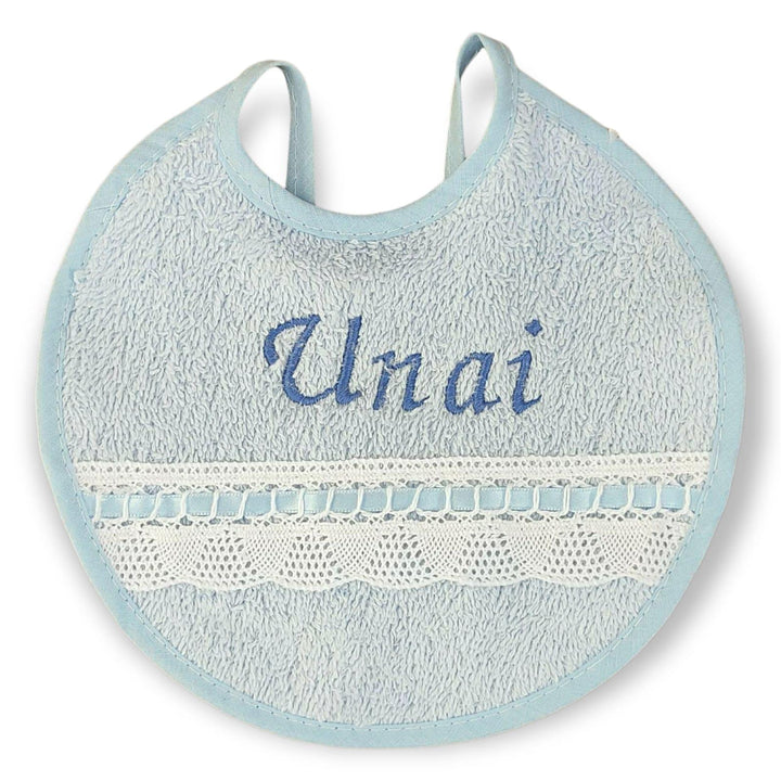 Babero Pasacintas Personalizado encaje Blanco